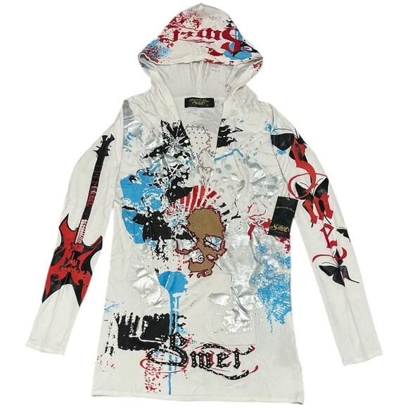 Smet by Christian Audigier NWT Y2K Punk Hooded Mini Dress - Picture 1 of 6